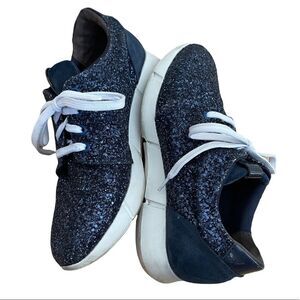 FEETS You Glitter Leather Sneakers Navy Blue Size EU 38